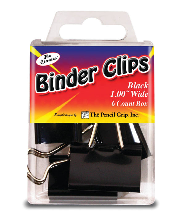 Binder Clips 1" Black (6 per Box) by The Pencil Grip, Inc.