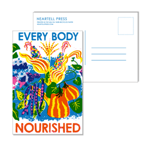 Every Body Nourished Risograph Social Change Postcard by Heartell Press