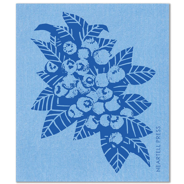 Screen Printed Blueberries Sponge Cloth by Heartell Press