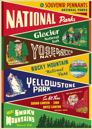 National Parks Pennants Print - Ladyfingers Letterpress